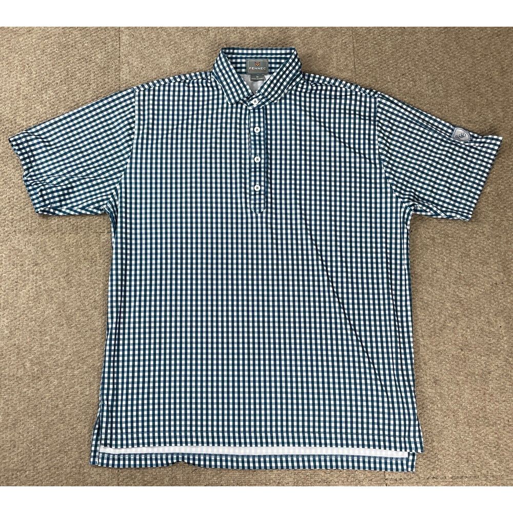 Fennec Highly Evolved Men's Check Button Up Short Sleeve Polo Shirt‎ Size M